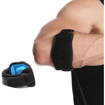 1 Stuk Verstelbare Elleboogzorg Basketbal Tennis Golf Elleboog Ergonomische Steunband Elleboogbeschermers Lateraal Pijnsyndroom Epicondylitis Steunen 17cm blauw