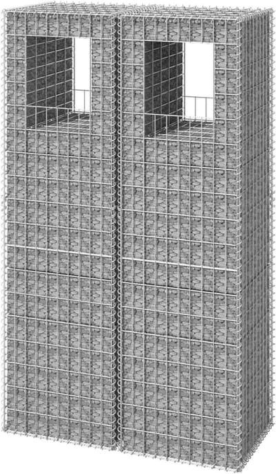 Gabion Mandpalen - Keermuur Gaas - Tuin Versieren - Roestvrij Weerbestendig - 50x50x180 cm - Zilver