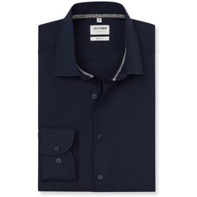 OLYMP Level Five Overhemd, Body Fit, Kent, Marineblauw