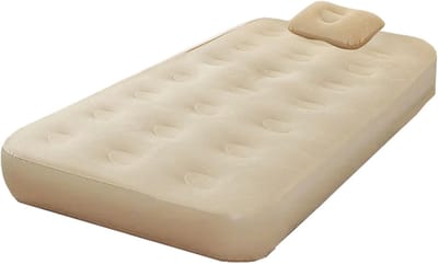 Luchtbed - Opblaasbaar bed - Gasten ontvangen - Ingebouwde pomp - Twin formaat - Beige