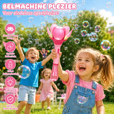 Oplaadbare Bellenblaas Toverstaf voor Kinderen – Automatische Bellenmachine met Licht & 120ml Vulling | 10.000+ Bellen per Minuut | Ideaal voor Buiten, Feest & Bruiloft