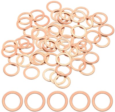 60 Stuks Koperen Schijven M16 x 22 x 1mm - Koperen Dichtingsringen voor Bouten, Schroeven en Moeren in Auto's, Machines en Hydraulica, Vlakke Ringmoeren