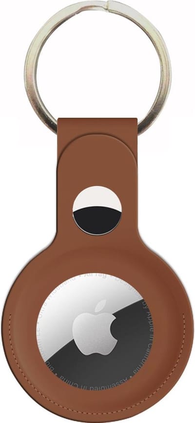 Swissten Apple Airtag Sleutelhanger - Leer - Bruin