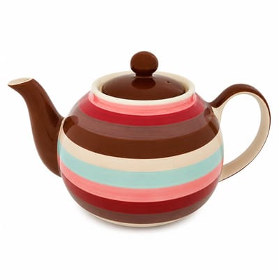 Theepot gekleurde strepen 1200 ml - Handgemaakt - Keramiek
