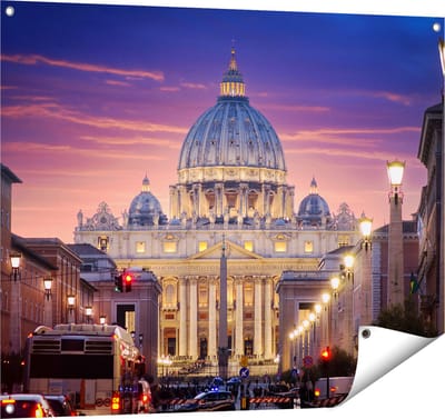 Gards Tuinposter Sint Pietersbasiliek in Rome, Itali� - 100x80 cm - Tuindoek - Tuindecoratie - Wanddecoratie buiten - Tuinschilderij