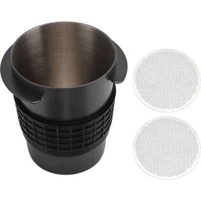 Doseerbeker Roestvrij Staal Koffiepoeder Opvangbeker met Puck Screen voor Koffiemachine Zwart 53mm / 53MM gray