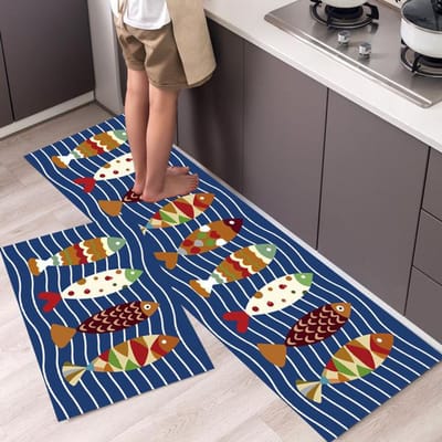 Tapis de cuisine Tapis antidérapants anti-salissures pour salon Motif dessin animé Paillasson d'entrée Tapis de sol absorbants pour salle de bain Tapis de balcon 40cmx60cm 1pc gray