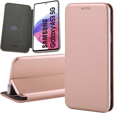 Hoesje geschikt voor Samsung Galaxy A53 - Book Case Kunstlederen Wallet Cover Minimalistisch Pasjeshouder Hoes Roségoud