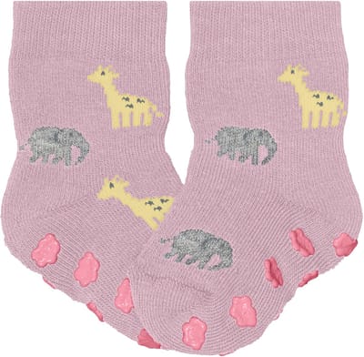 FALKE Summer Animals Noppen op de zool katoen Huissokken baby roze - maat 62-68