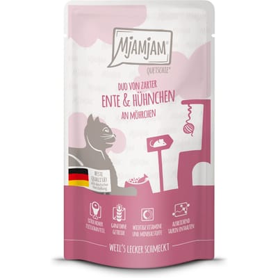 24x125g MjAMjAM Quetschie Eend & Kip nat kattenvoer