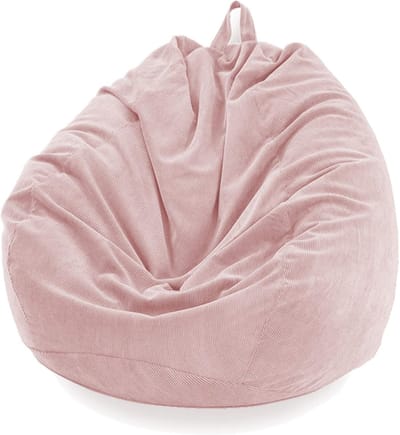 Zitzakhoes van Corduroy Stof - Niet Gevuld, Ideaal voor Eigen Vulsel van Piepschuimkorrels of Knuffels, Geschikt voor Kinderen, Tieners en Volwassenen, in Verschillende Kleuren en Maten (Roze, 70x80 cm)