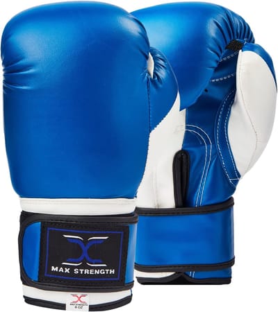 Bokshandschoenen MMA Wanten voor Sparren, Kickboksen en Krachttraining (8 oz, Blauw/Wit)