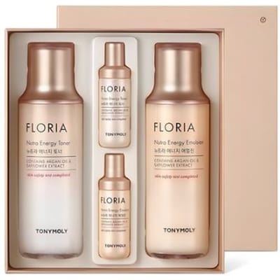 Tonymoly Floria Nutra Energy Huidverzorging 2-delige Set (Toner 150ml + Emulsie 150ml) met gratis 20 ml toner en emulsie