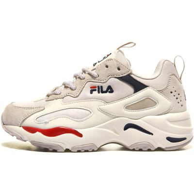 FILA Ray Tracer Toile Cuir de Vachette Deux Couches Confortables Polyvalentes Amortissantes Antidérapantes Résistantes à l'Usure Chaussures Basses Style 'Papa' 1RM01153_922 36 white