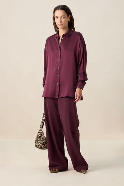 Sissy-Boy - Donkerrode high waist wide leg broek