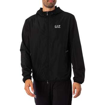 Plain Zip-Up Long Sleeve Jacket with Front Pockets - Black