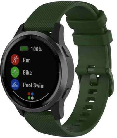 Groen siliconen bandje geschikt voor Garmin Venu, Vivomove, Vivoactive en Forerunner modellen - 42mm - Siliconen - Groen - CHPN