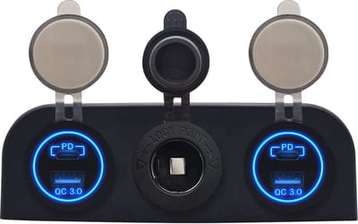 ProRide 12V USB Autolader 2 Poorten - QC3.0 - Voltmeter en 12V/24V Sigarettenplug - Drievoudig opbouw