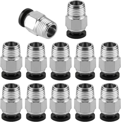 12 Stuks Pneumatische Connectoren voor PTFE Buizen - Snelle Verbinding M10 voor 3D Printers en Extruders