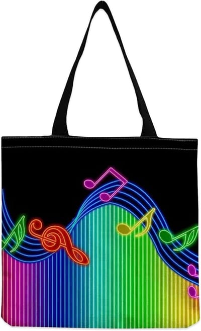Herbruikbare Boodschappentassen - Trendy Muzieknoot Canvas Tas, Zwarte Canvas Tas, Perfect voor Dagelijks Gebruik als Schoudertas