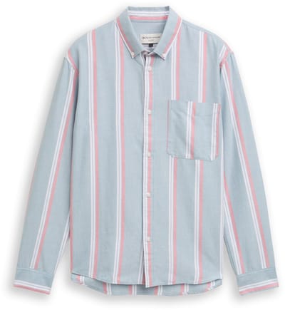 Tom Tailor Denim - Overhemd van katoen met relaxte pasvorm - Maat M - citadel blue stripe