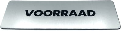 Deurbordje met tekst Voorraad - Formaat 150 x 50 mm x 1,6 mm - Incl. plakstrip | Geborstelde RVS-look toplaag | Gratis Verzending | Decoporta