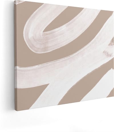 Artaza Canvas Schilderij Abstract Beige - 50x40 cm - Muurdecoratie Woonkamer - Wanddecoratie Boho - Kamer Accessoires