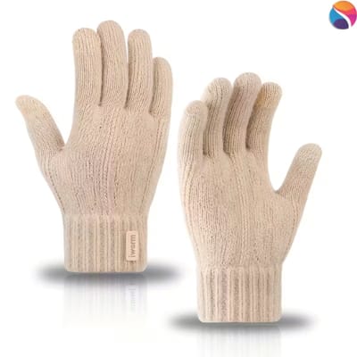 Warme Wollen Handschoenen - Unisex - Warm- Touchscreen Compatibel - Winter - Beige