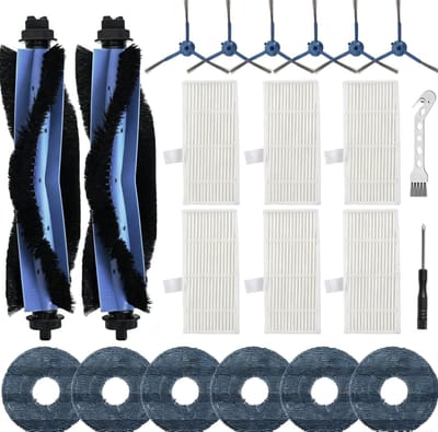 22 stuks reserveonderdelen voor Eufy Omni C20 stofzuiger - accessoireset met 2 hoofdborstels, 6 zijborstels, 6 dweilmoppen, 6 filters, 1 reinigingsborstel, 1 schroevendraaier
