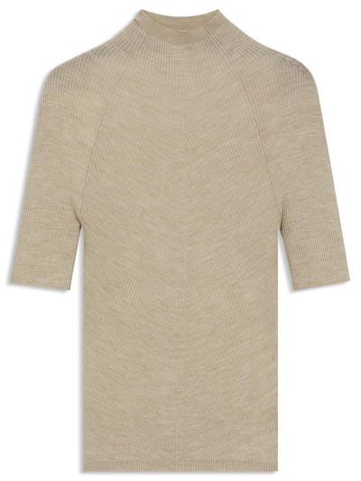 Slim fit col-pullover van scheerwol