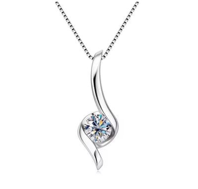 Selevie ketting wit goud met Moissanite 0.5ct Twist Pendant - Necklace Diamond 0.5ct look round cut - Ronde Moissanite VVS1