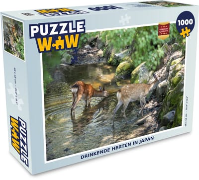 Puzzel Herten - Stenen - Mos - Water - Legpuzzel - Puzzel 1000 stukjes volwassenen