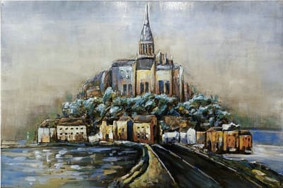 Metalen 3D schilderij Mont Saint Michel Frankrijk 60 cm x 90 cm - schilderij - metal - muurdecoratie - wall - deco - kunst - wanddecoratie - metaal - wandschilderij - decoratief - interieur - cadeau - geschenk - gift - verjaardag - kerst - nieuwjaar