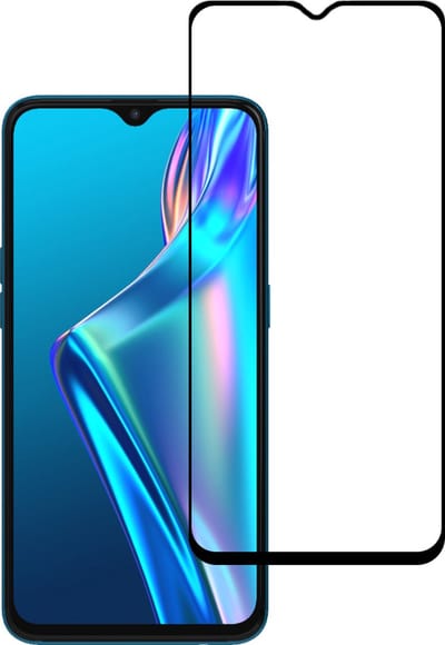 Smartphonica Screenprotector Geschikt voor Oppo A12 - Full Cover Tempered Glass - Gehard glas Geschikt voor Oppo A12 geschikt voor Oppo A12