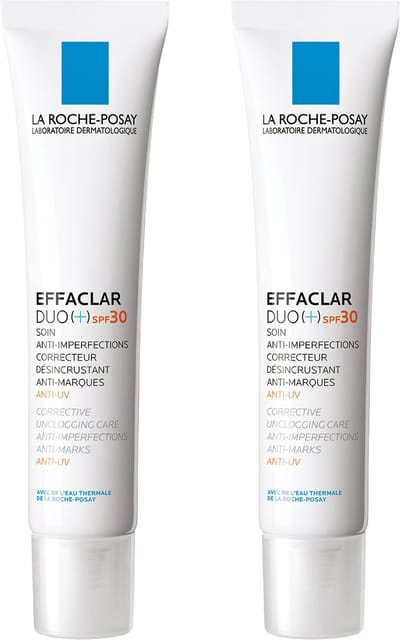 La Roche-Posay Effaclar Duo+ SPF30 Dagcrème - voor Vette, Onzuivere Huid met Neiging tot Acne - Voordeel bundel 2x 40ml