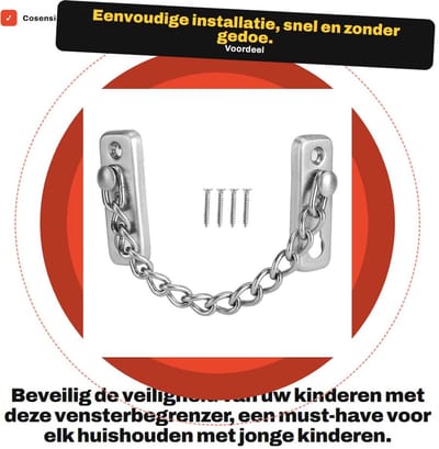 Dailygoods- Vensterbegrenzer met slot - Raambeveiliging kind - Diefstalbeveiliging - Raamgrendel - Roestvrij staal - Eenvoudig te monteren