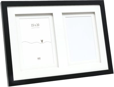 Deknudt Frames multifotolijst - zwart - passe-partout - 2 foto's 15x20