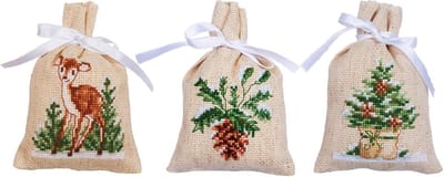 Vervaco - Kruidenzakje kit - Kerst - Winter set van 3 - PN-0198583 - Borduren - Borduurpakket - Borduurpakket volwassenen - Borduurpakket kind