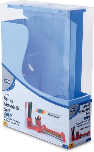 Opbergsysteem Bureau - Bureau Organizer Set - Kantoor Organiseren - Vierdelig Systeem - 25 x 9 x 34 cm - Blauw