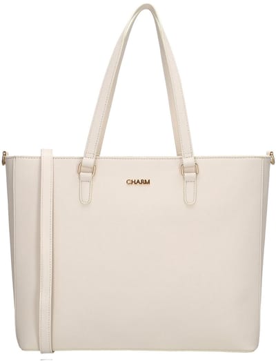 Charm London Birmingham Hand & Schoudertas Shopper 15,6 inch Laptopvak Ideale School Werk Business Tas - Tote Bag - Dames Tas - Crème