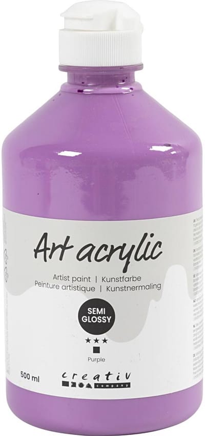 Acryl Verf, semi-glanzend, dekkend, paars, 500 ml/ 1 fles