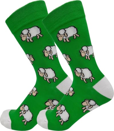 Groene Sokken met Schapen - maat 37-43 - Grappig Sokken voor dames/heren - Boerderij/Dieren