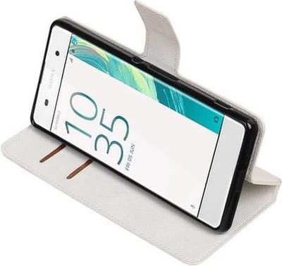 BestCases.nl Wit Sony Xperia XA TPU wallet case booktype hoesje HM Book