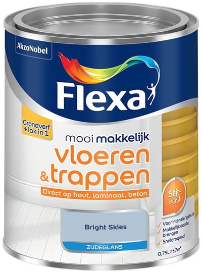 Flexa - Mooi Makkelijk Vloeren & Trappen Zijdeglans - Bright Skies - Mengverf - 750 Ml