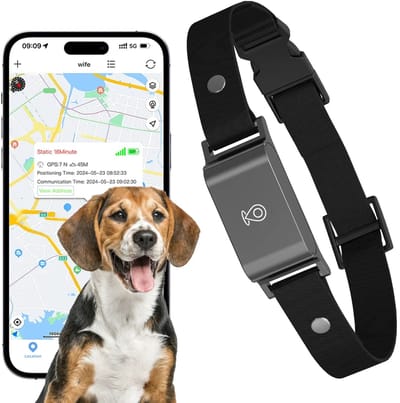 Kelseek GPS halsband - Tracker - Locatietracker - Voor huisdieren, honden en katten - Gratis GPS app - Waterdicht - Zwart