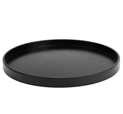 QTTVBTNA - Decoratief Dienblad 30cm Rond Zwart – Metalen Dekoschaal voor Kaarsen, Geurkaarsen, Tafeldecoratie, Stijlvol Dienblad voor Woonkamer, Badkamer en Eettafel