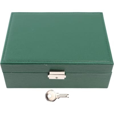 Boîte de Rangement à Bijoux Double Couche avec Serrure Organisateur de Bijoux en Cuir PU de Voyage Support pour Bague gray