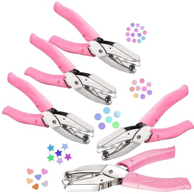 Papierpons set van 5 - Hart, Ster en Ronde Vorm - Metalen handmatige perforator voor knutselen - ShopVlot