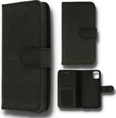 HB Echt Leren Hoesje Geschikt voor Apple iPhone 12 Pro Max - Zwart - Leer Wallet Hoes - Portemonnee Book Cover met Pasjeshouder