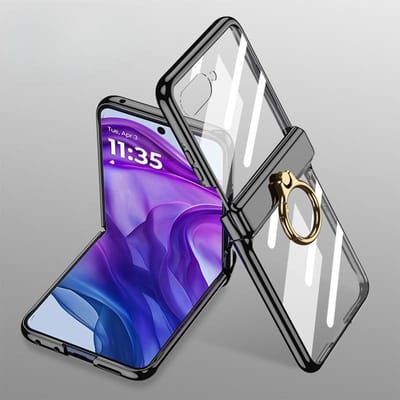 Elektrogeplateerde Magnetische Ringhouder Telefoonhoes voor Motorola Razr 50 Ultra Razr 50 Scharnierbeschermhoes voor Moto Razr &50 Moto Razr 50 Ultra